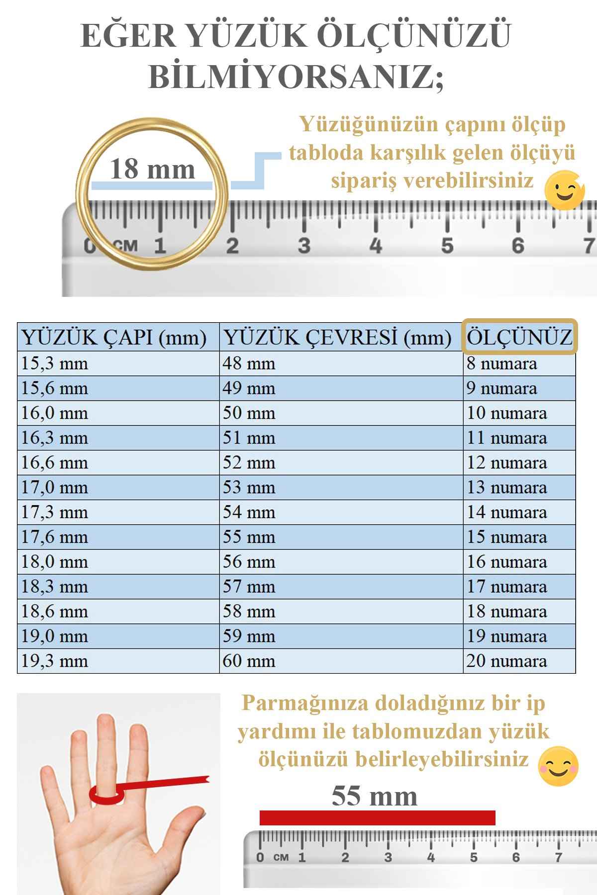 yüzük ölçünüzü bulun